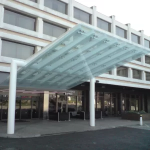 metal and glass canopy