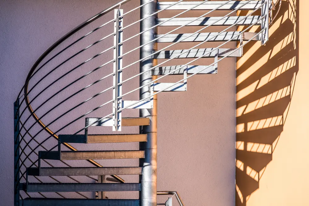 spiral staircase metal staircase with shadow