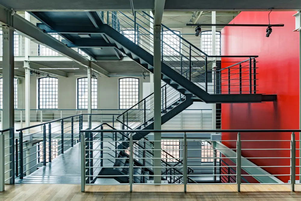 metal staircase large room